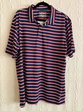 Drake Navy Red White Striped Men’s Polo